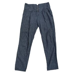 Sundance Striped Linen Cotton Pleated Pants Trousers